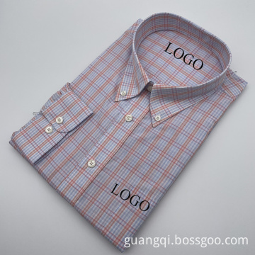 Bright check color male shirt long sleeve